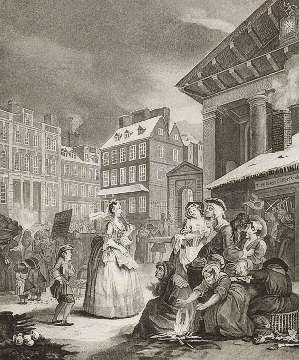 Ochtend. Uit: De vier tijden van de dag. 1738 door William Hogarth