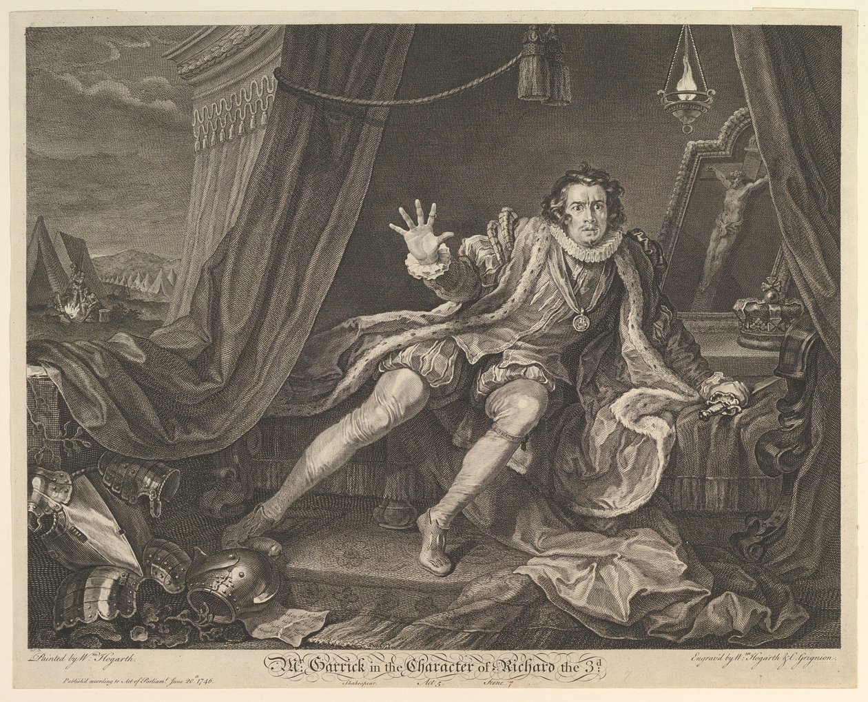 Mr. Garrick in de rol van Richard III, 20 juni 1746 door William Hogarth