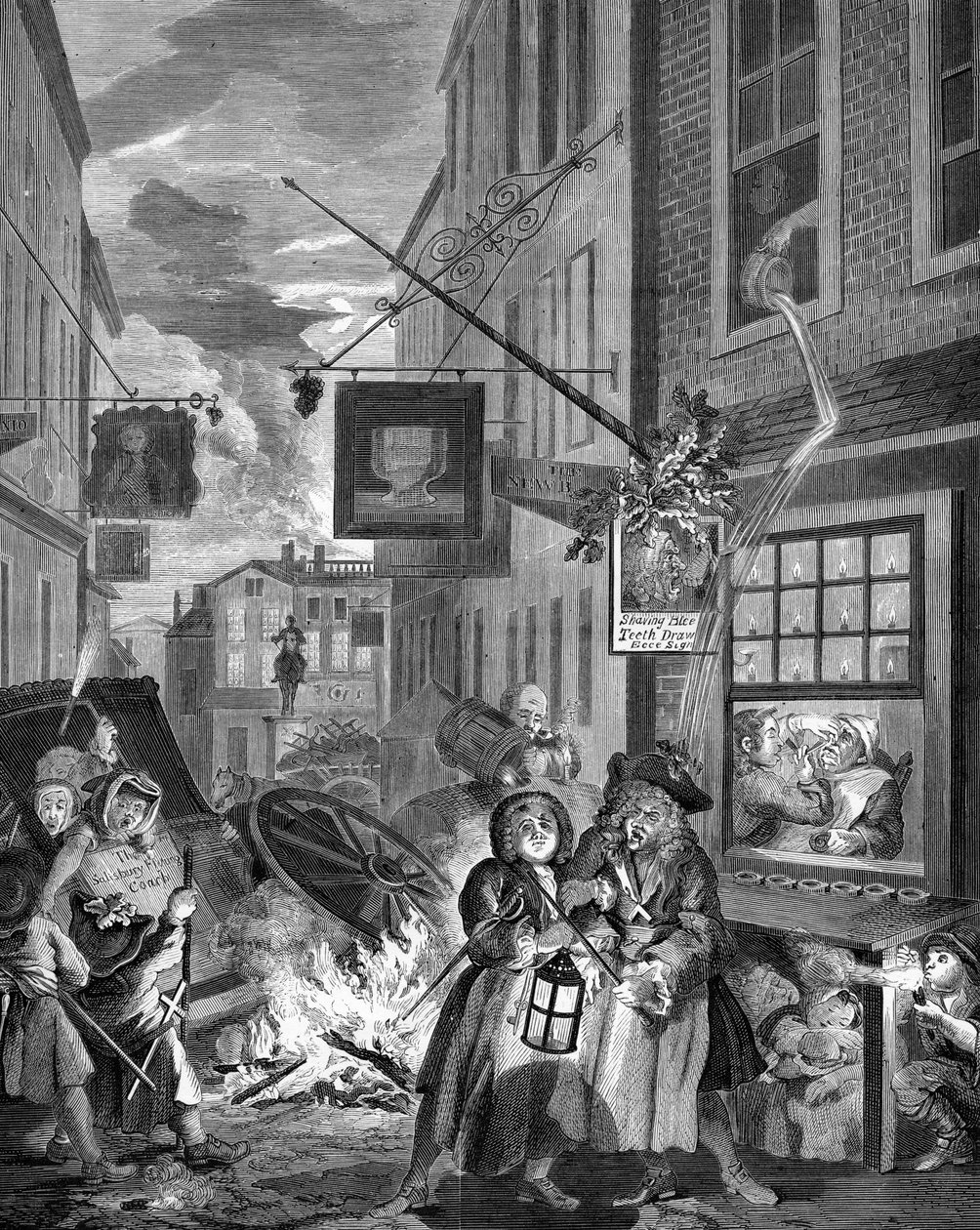 Nacht - Londen door William Hogarth