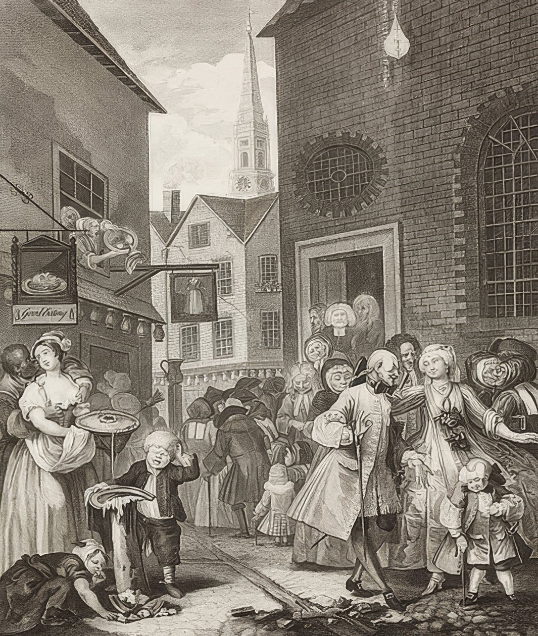 Middag. Uit: De vier tijden van de dag. 1738 door William Hogarth