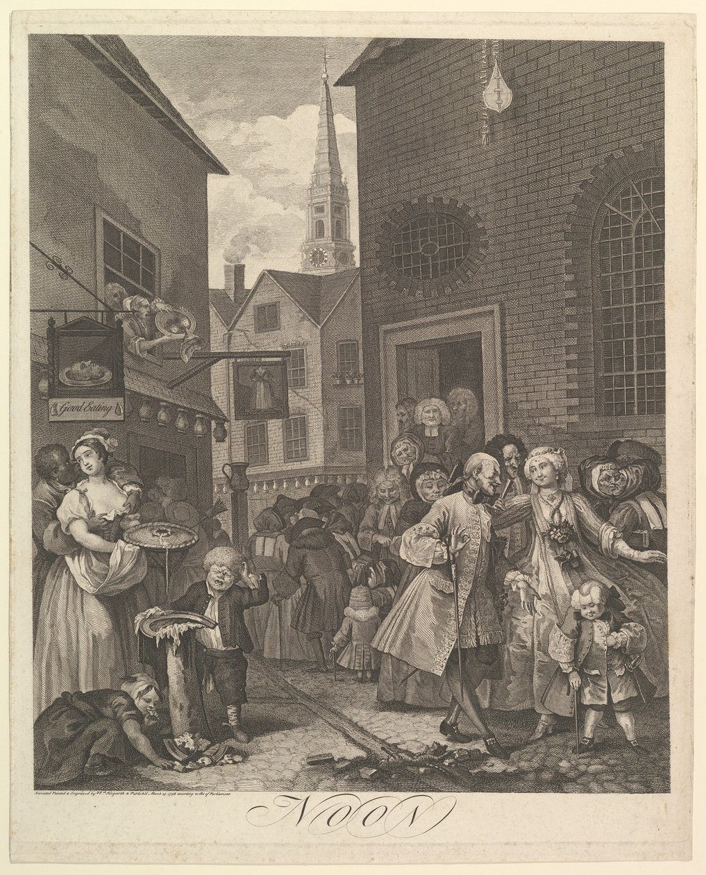 Middag De vier tijden van de dag door William Hogarth