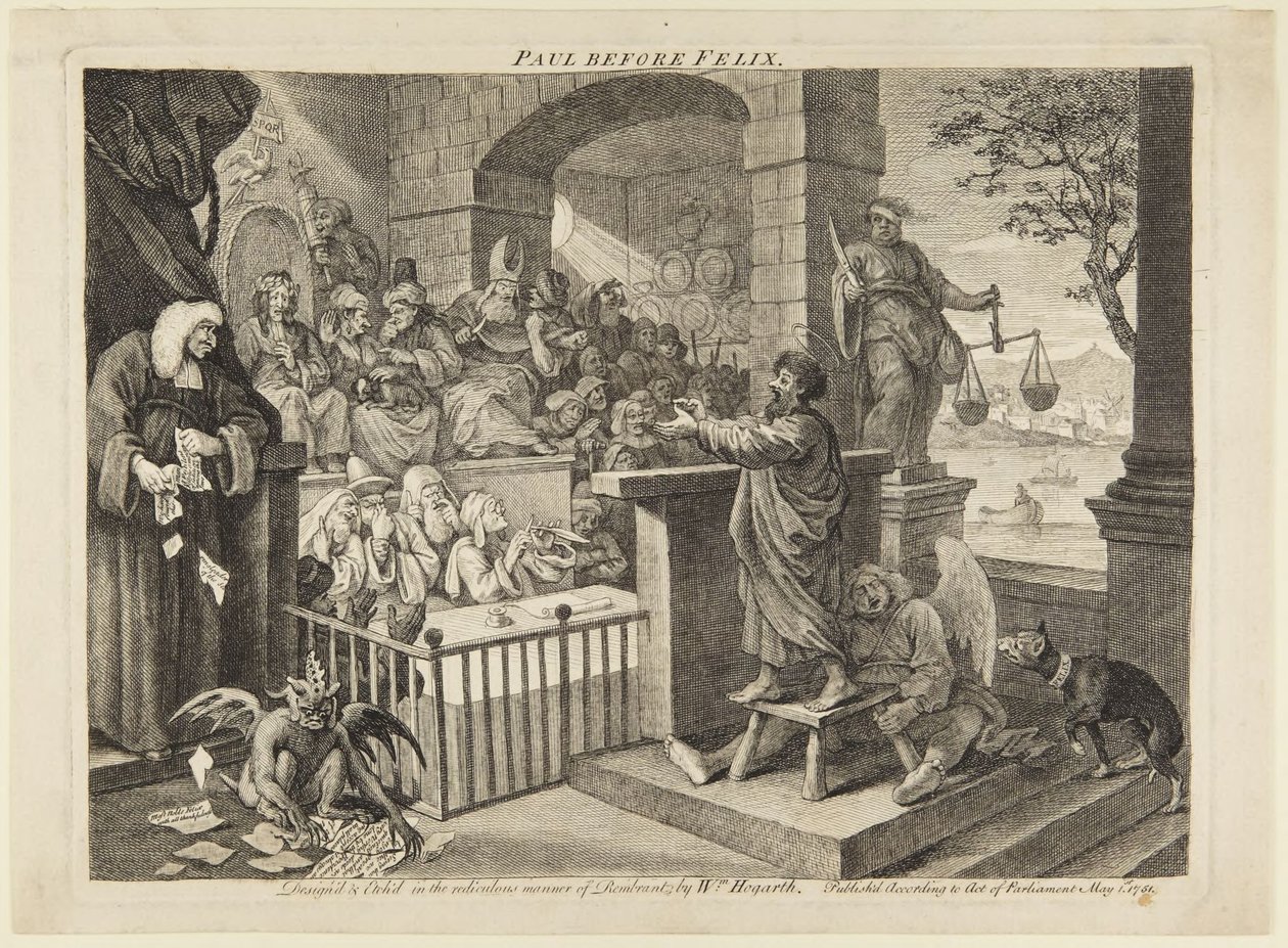 Paulus voor Felix door William Hogarth