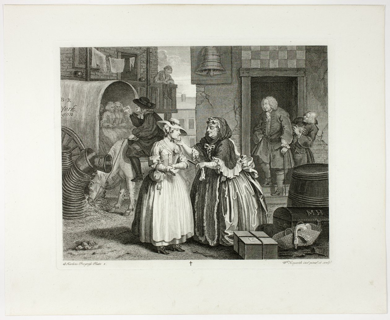 Plaat één, uit De vooruitgang van een hoer door William Hogarth