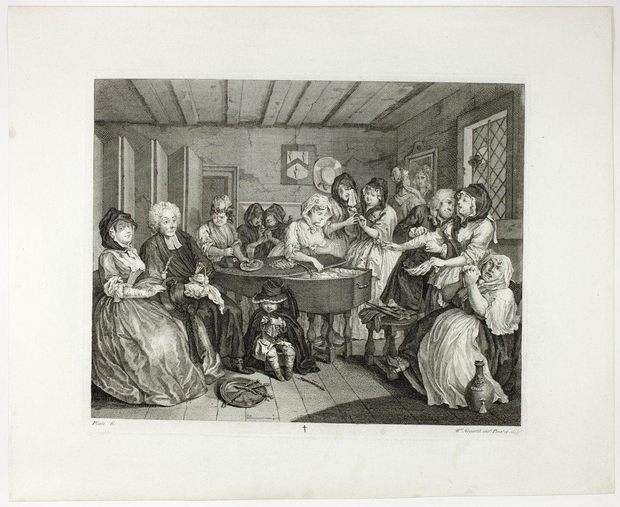 Plaat zes, uit De vooruitgang van een hoer door William Hogarth