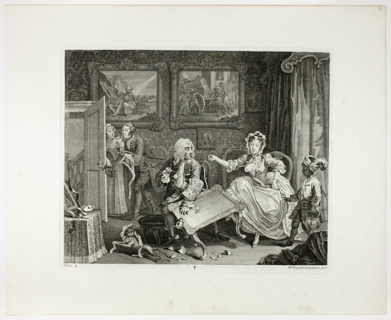 Plaat twee, uit De vooruitgang van een hoer door William Hogarth
