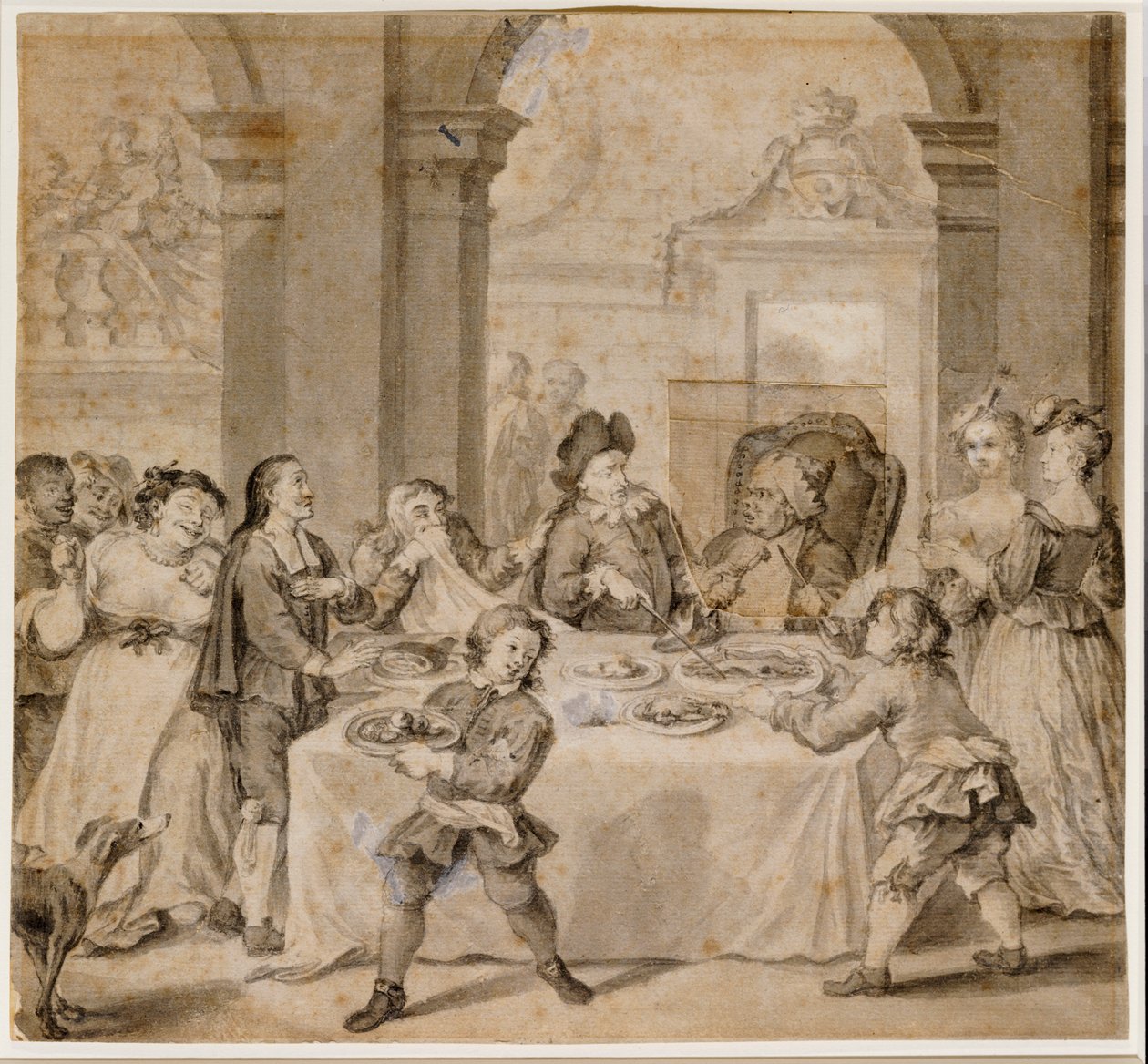 Sancho bij het prachtige feest, uit "Don Quichot" van Miguel de Cervantes door William Hogarth