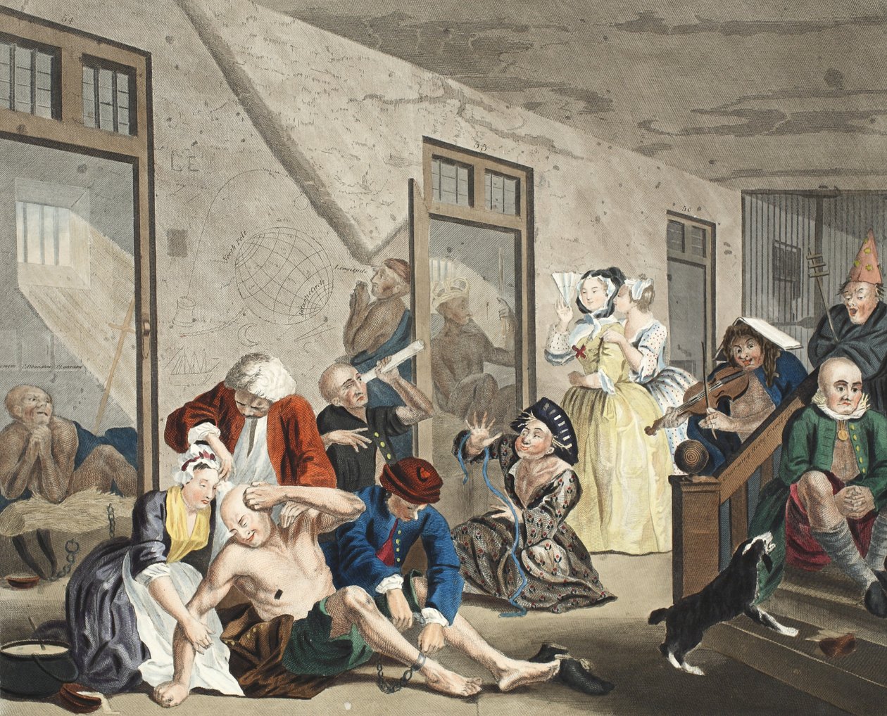 Scène in Bedlam, plaat VIII, uit A Rake