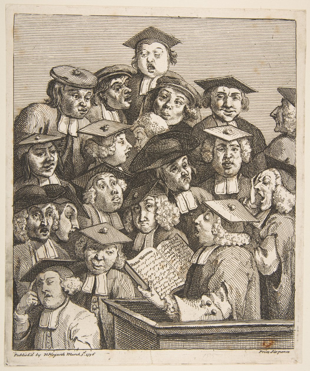 Geleerden bij een lezing door William Hogarth