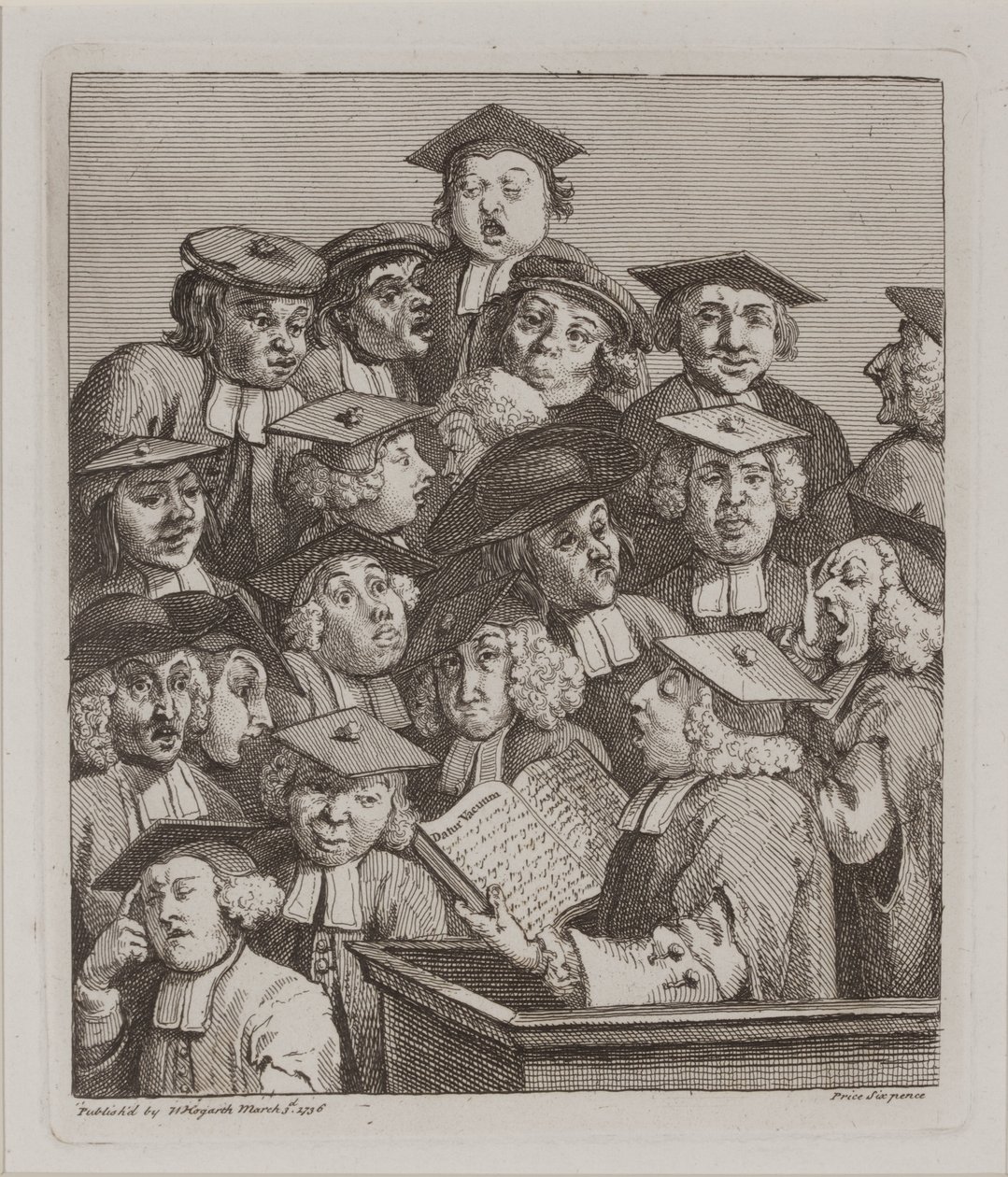 Scholieren bij een lezing, 3 maart door William Hogarth