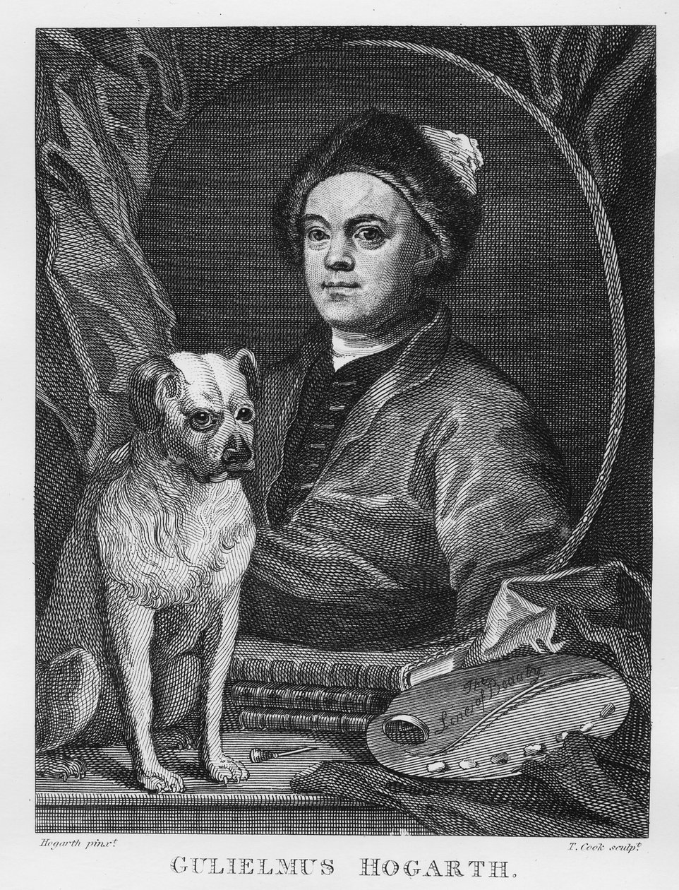 Zelfportret, gegraveerd door T. Cook, 1809 door William Hogarth
