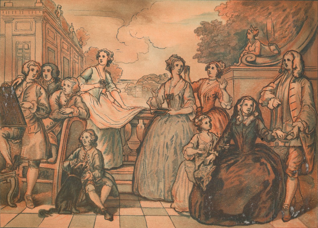 Schets voor The Jones Family Conversation Piece, 1730 door William Hogarth