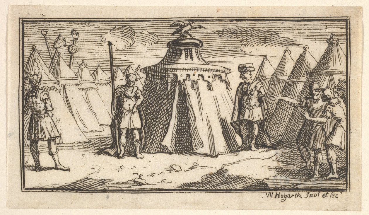 Het wegnemen van de militaire riem of gordel John Beaver, Romeinse militaire straffen door William Hogarth