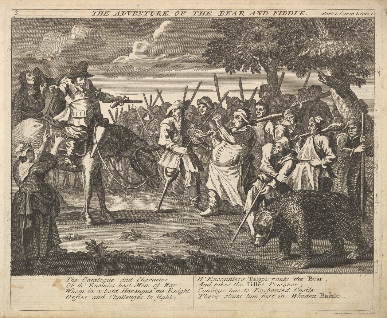 Het avontuur van de beer en de viool Plaat 3: Illustraties bij Samuel Butlers door William Hogarth