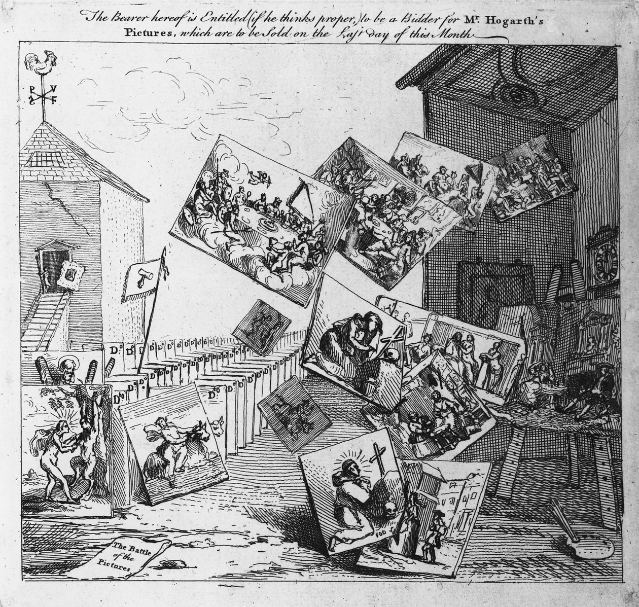 De Slag om de Schilderijen, 1745 door William Hogarth
