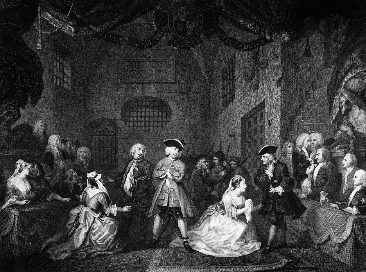 De bedelaarsopera, scène III, acte XI, c.1728 door William Hogarth