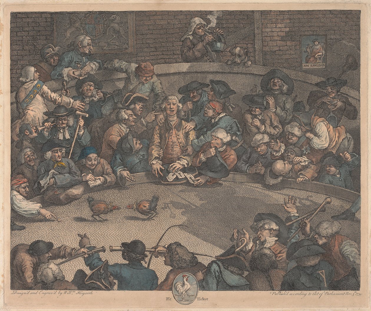 De hanenkamparena door William Hogarth