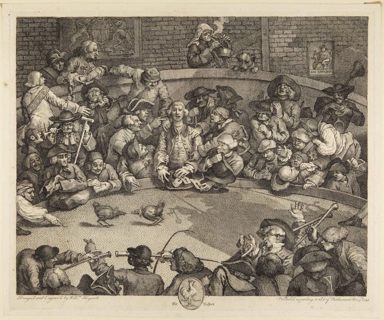 De hanenkamparena door William Hogarth