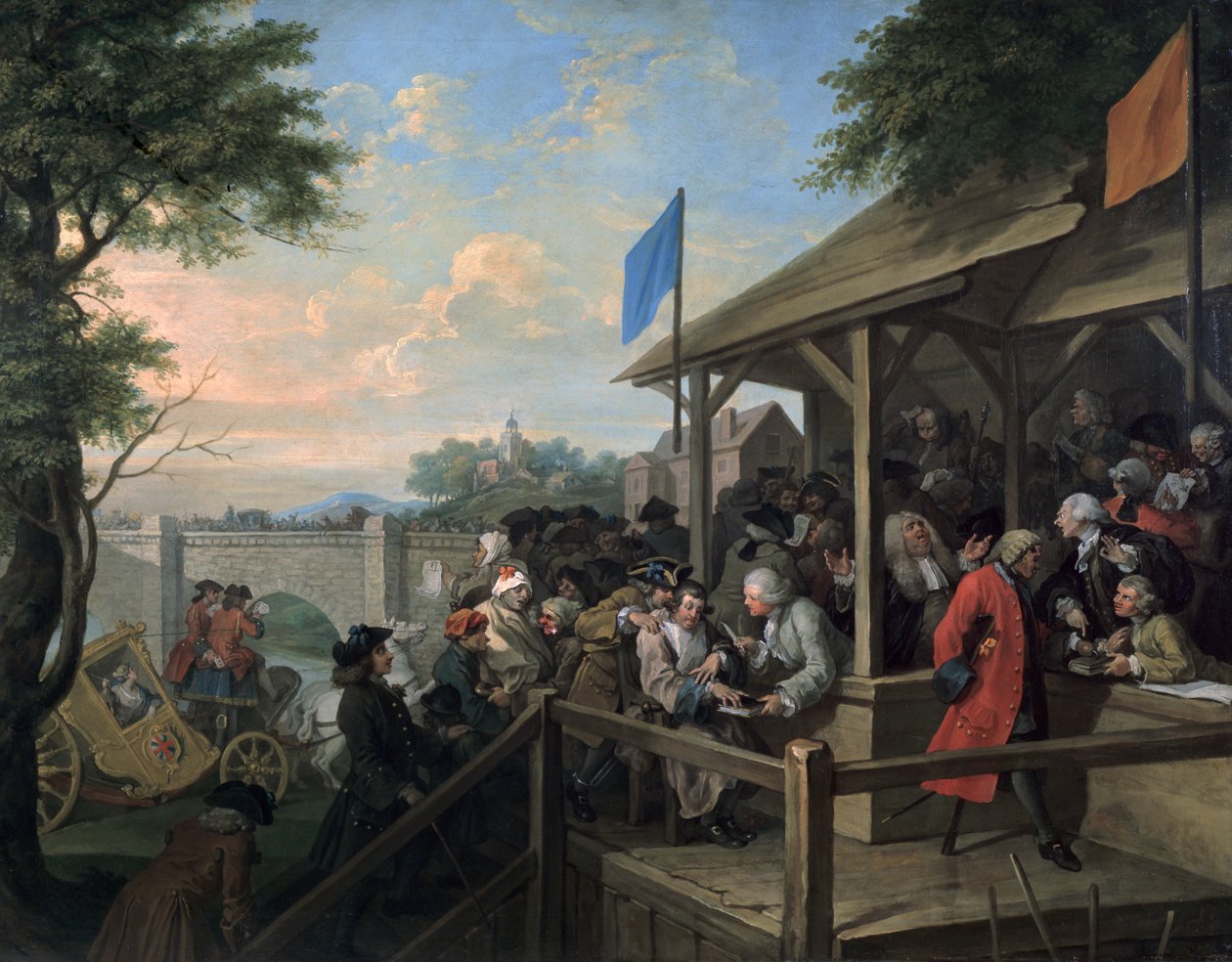 De Verkiezing III De Stemming, 1754-55 door William Hogarth