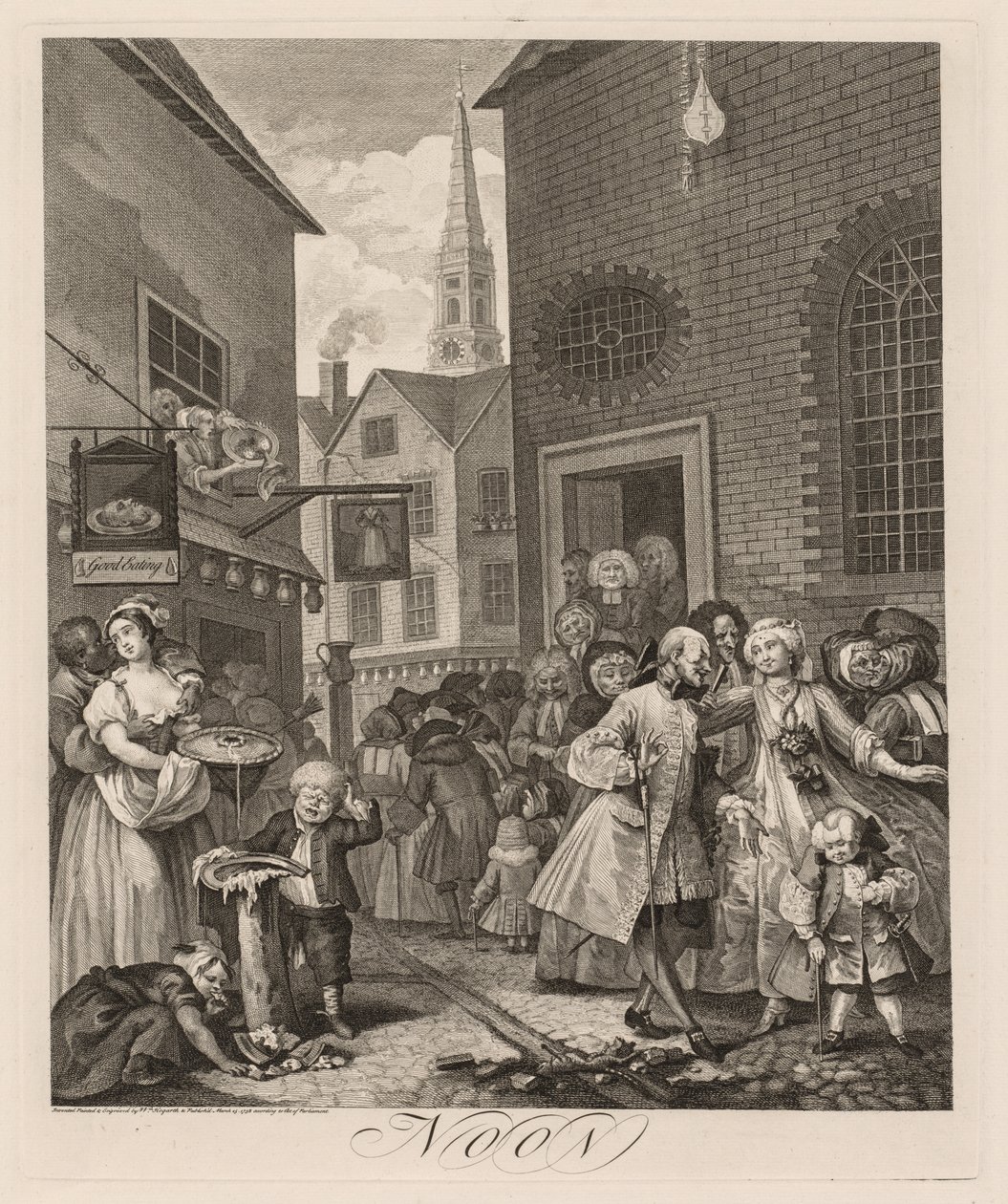 De vier tijden van de dag: Middag, 1738 door William Hogarth