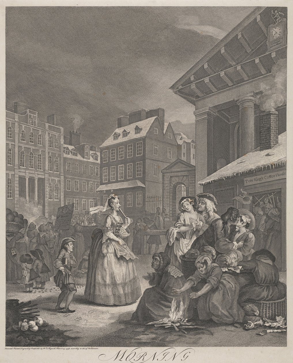 De vier momenten van de dag, plaat I: ’s Ochtends door William Hogarth