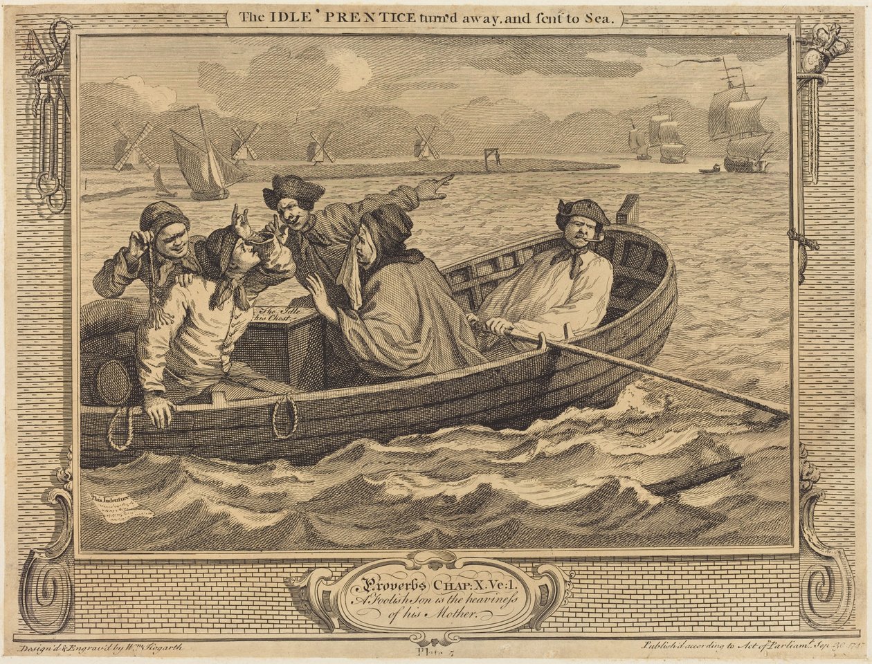 De luie leerling wordt weggestuurd en naar zee gezonden door William Hogarth