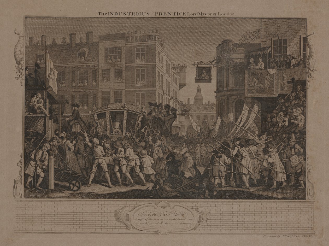 De ijverige gezel, burgemeester van Londen door William Hogarth