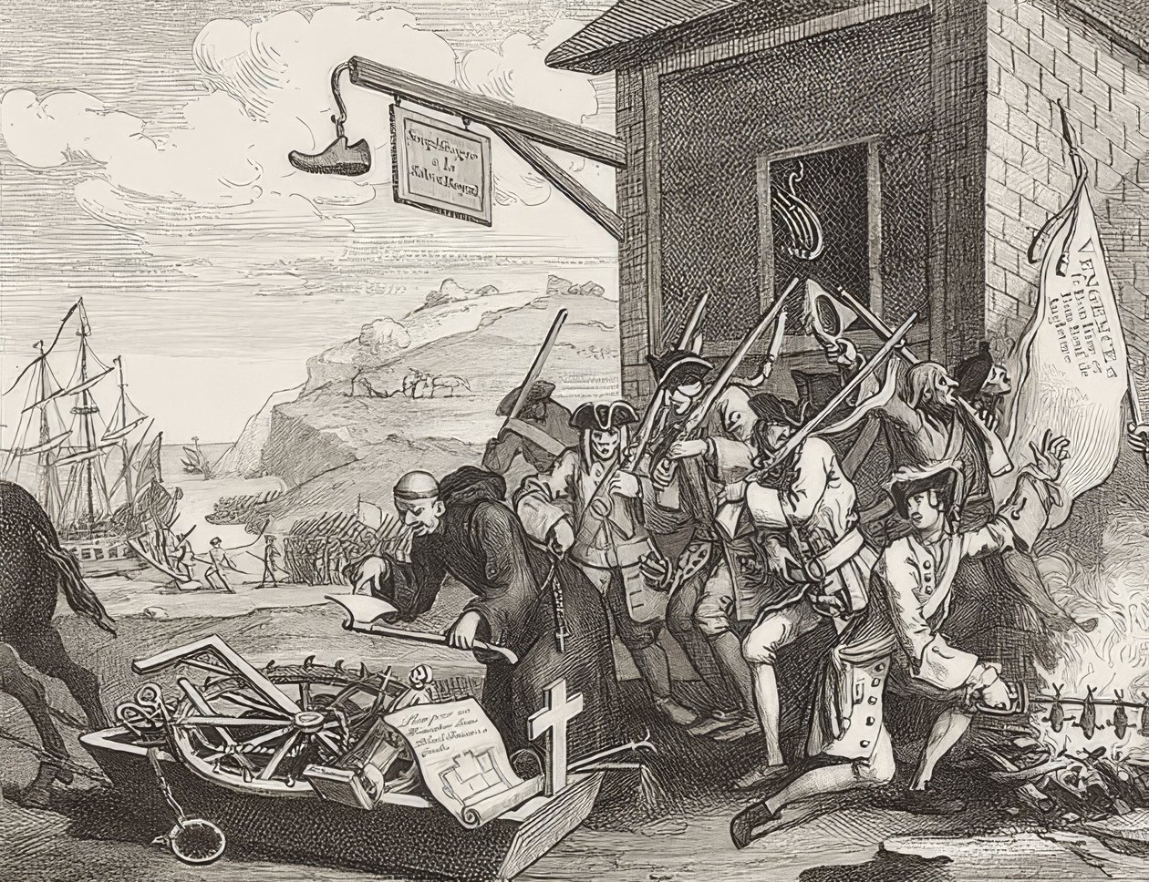 De Invasie, Plaat 1: Frankrijk door William Hogarth
