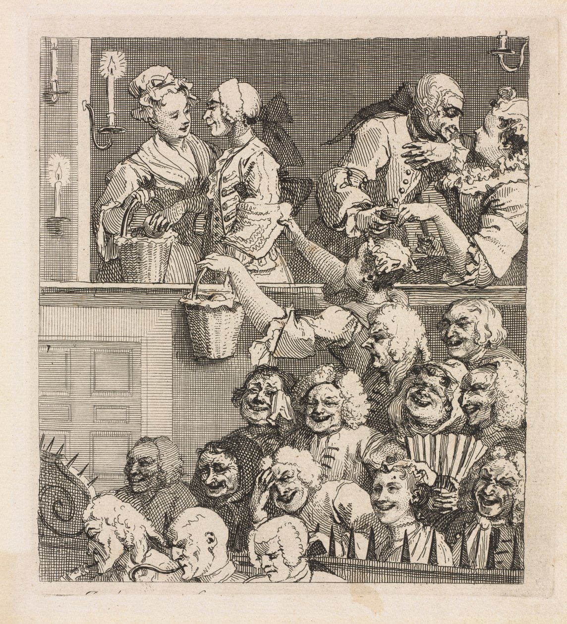 Het lachende publiek, 1733 door William Hogarth