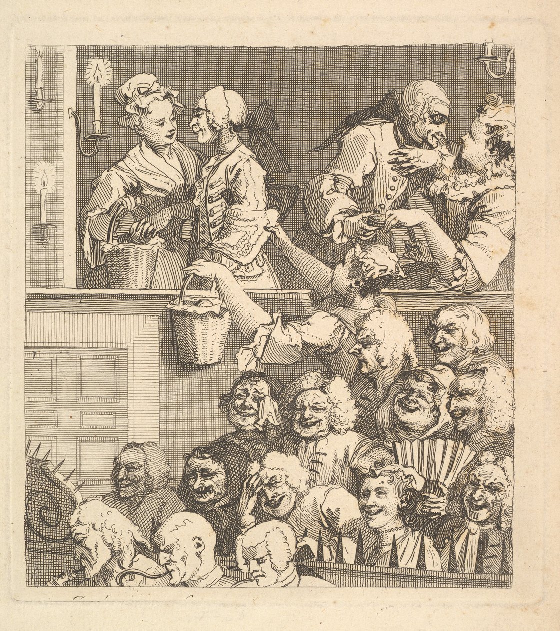 Het lachende publiek, december 1733 door William Hogarth