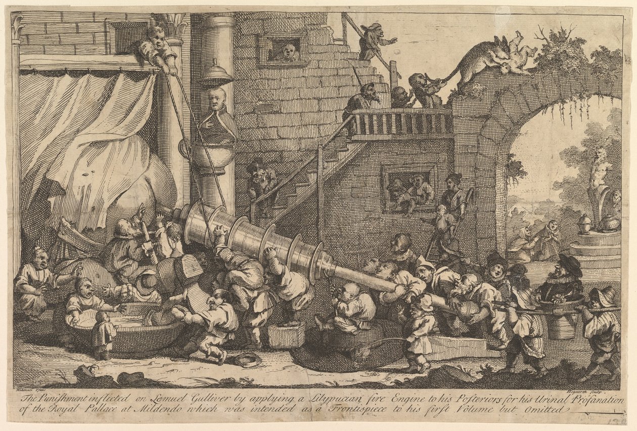 De Straf van Lemuel Gulliver, december 1726 door William Hogarth