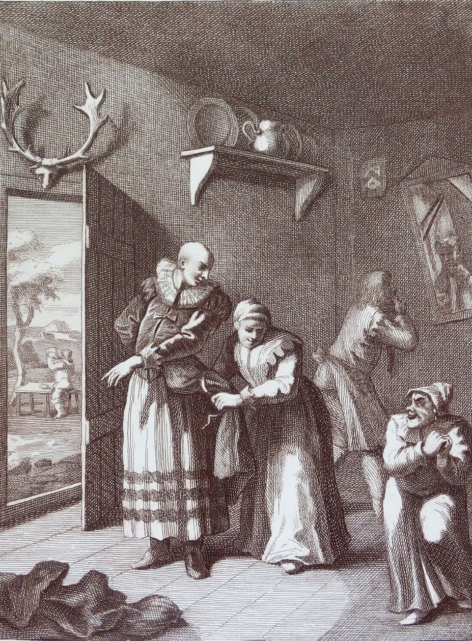 De pastoor en de barbier vermommen zich om Don Quichot te vangen door William Hogarth