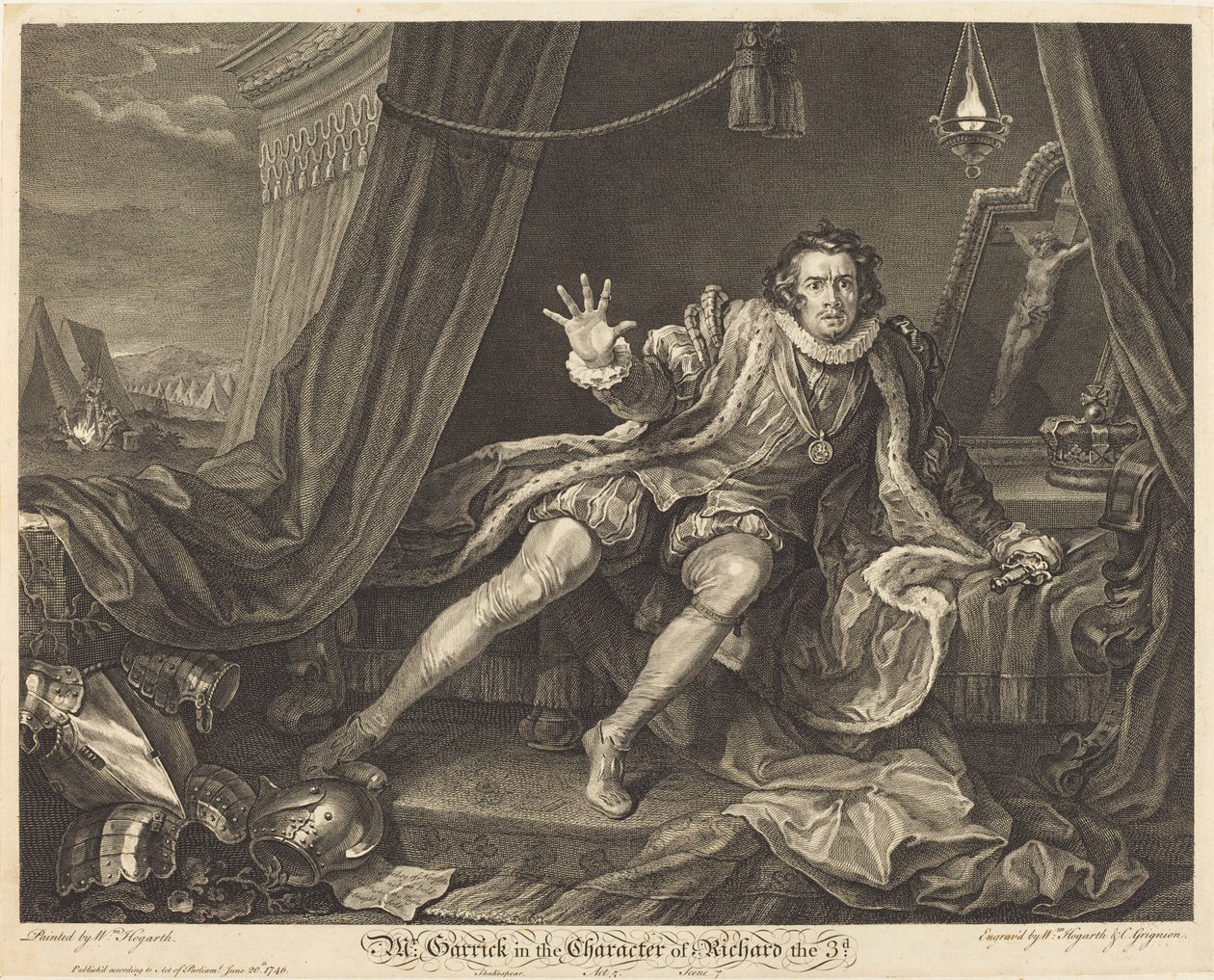 Garrick in de Rol van Richard III door William Hogarth and Charles Grignion
