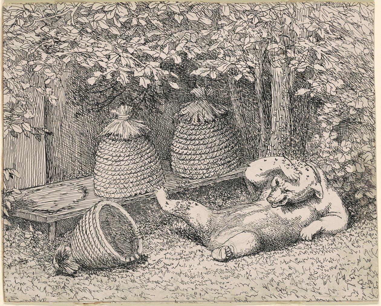 Beer Gestoken door Bijen door William Holbrook Beard