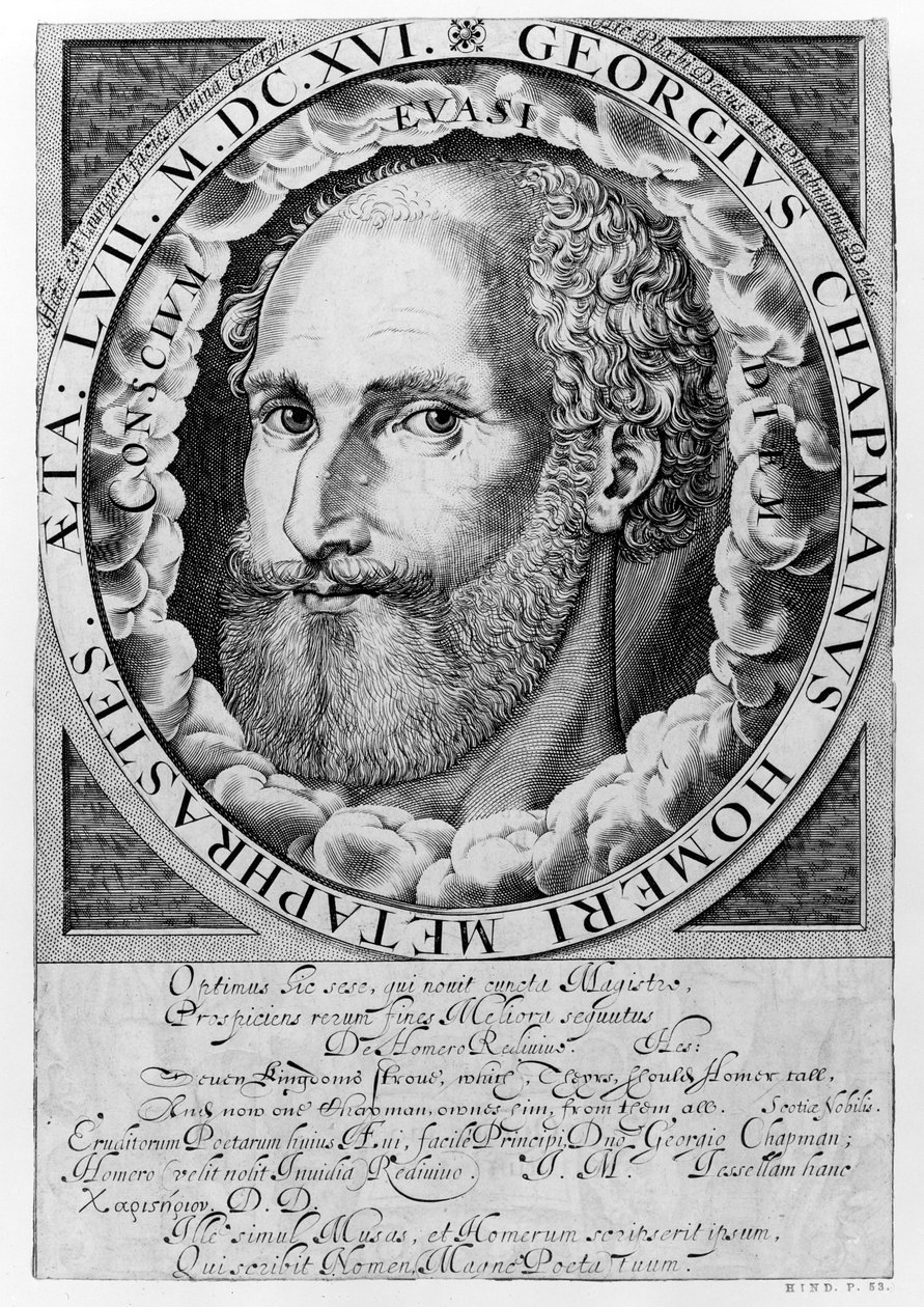 Portret van George Chapman (c.1559-1634) c.1609-10 door William Hole
