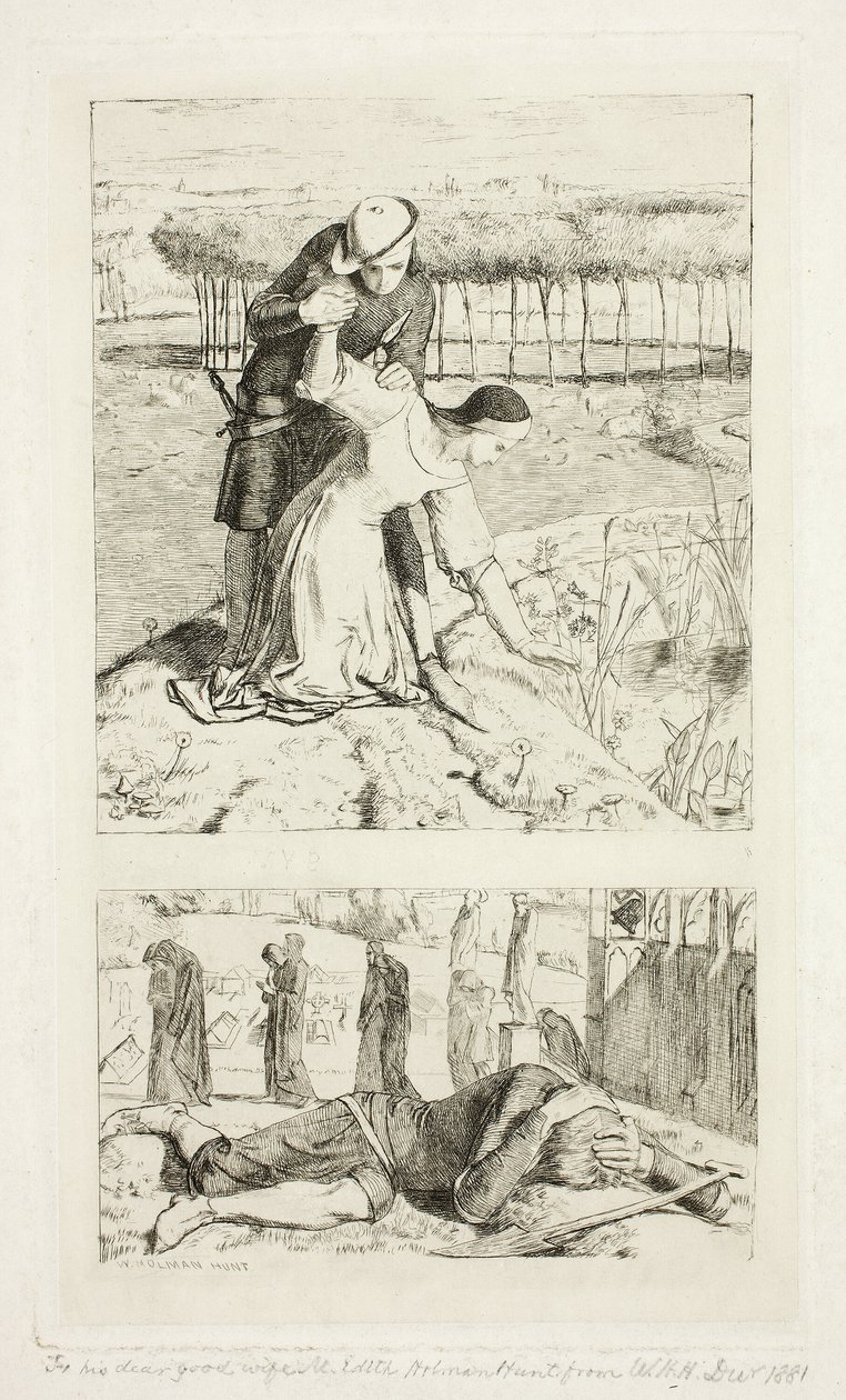 My Beautiful Lady (boven); Of My Lady in Death (onder), frontispice van The Germ, No. 1 door William Holman Hunt