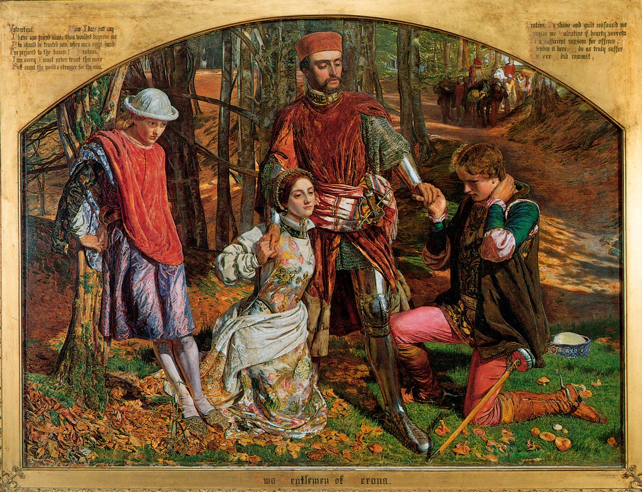 Valentine redt Sylvia van Proteus, 1851 door William Holman Hunt