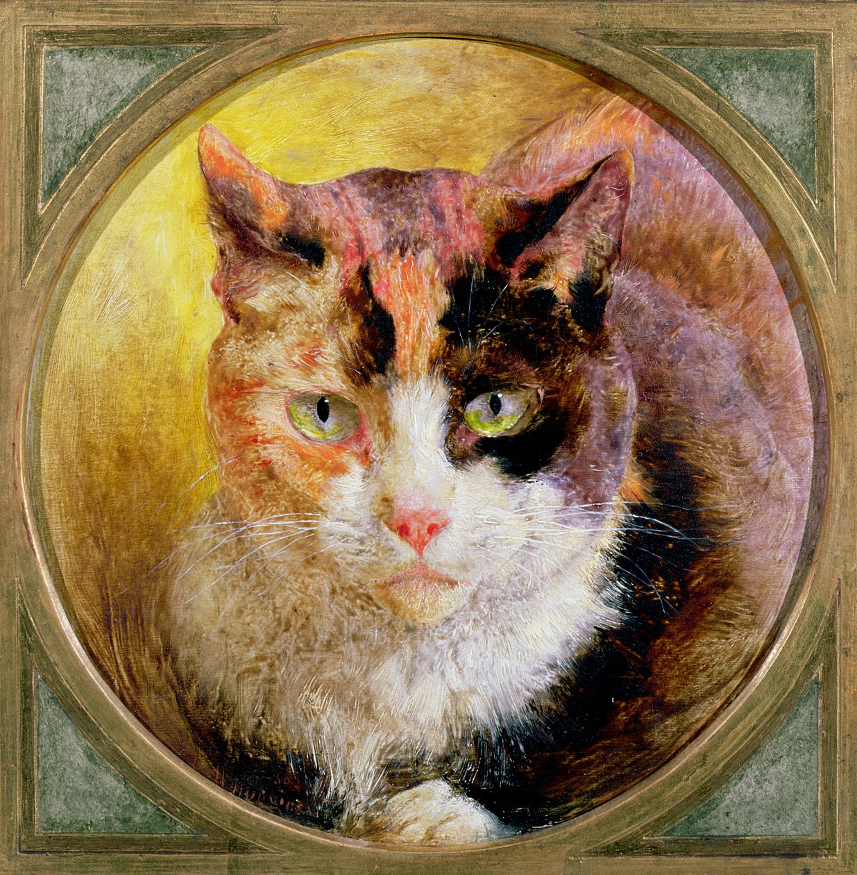 Een hoofdstudie van een schildpadkat, 1866 door William Huggins