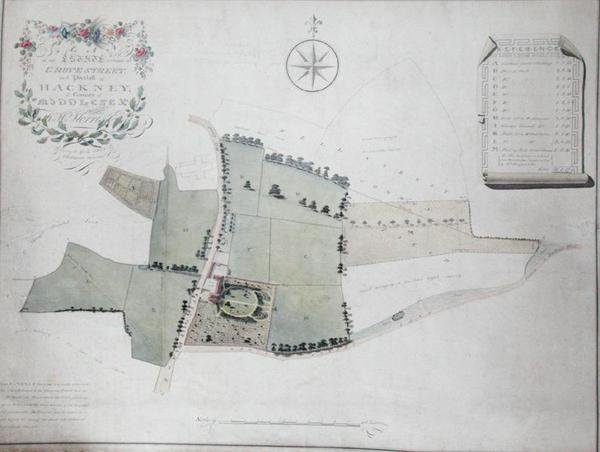 Plan van een landgoed gelegen aan Grove Street in de Parochie van Hackney door William Hurst Ashpitel