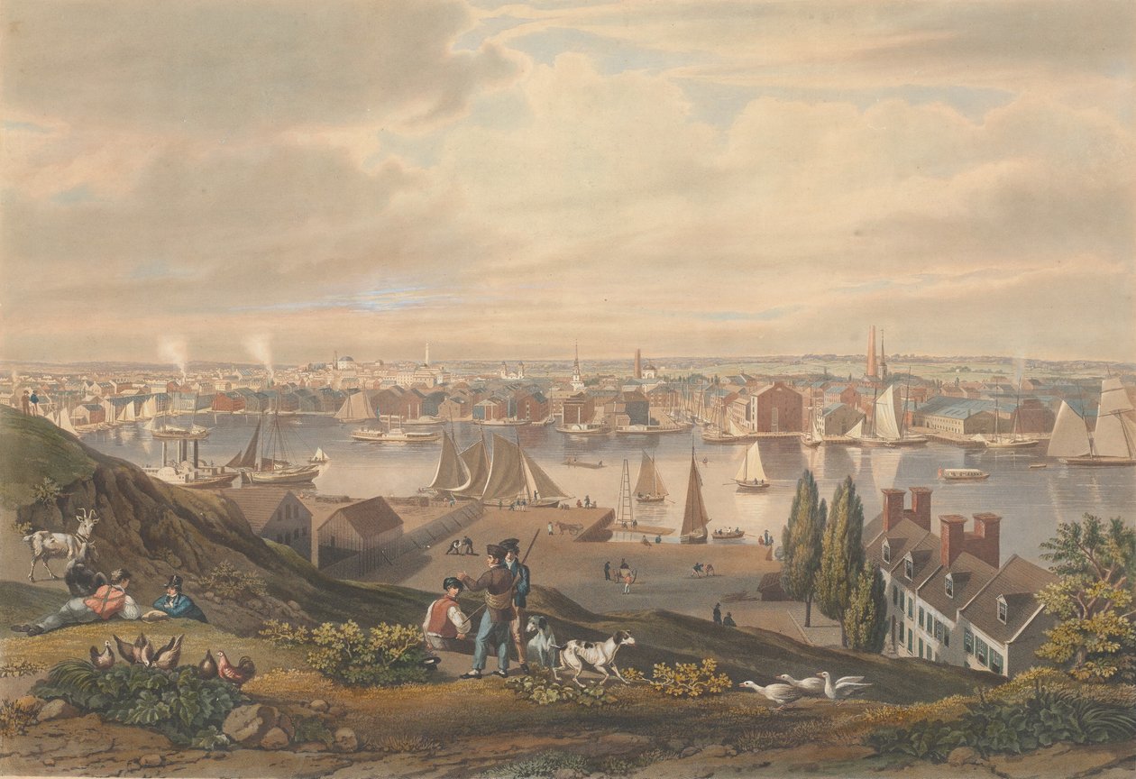 Baltimore vanaf Federal Hill, gepubliceerd 1831 door William James Bennett