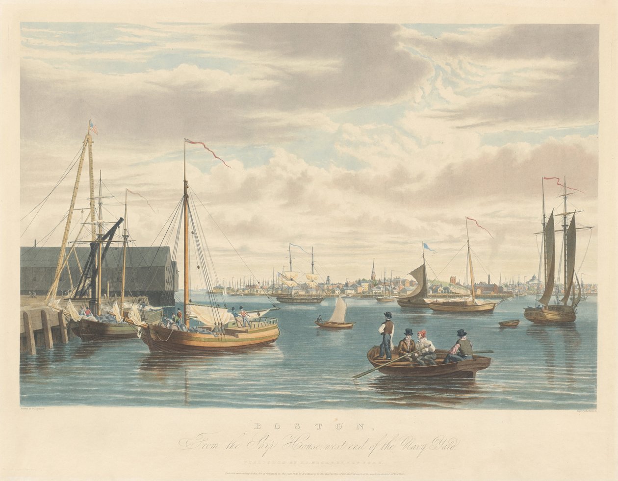 Boston: Vanaf het Scheepshuis Westkant van de Marinewerf door William James Bennett