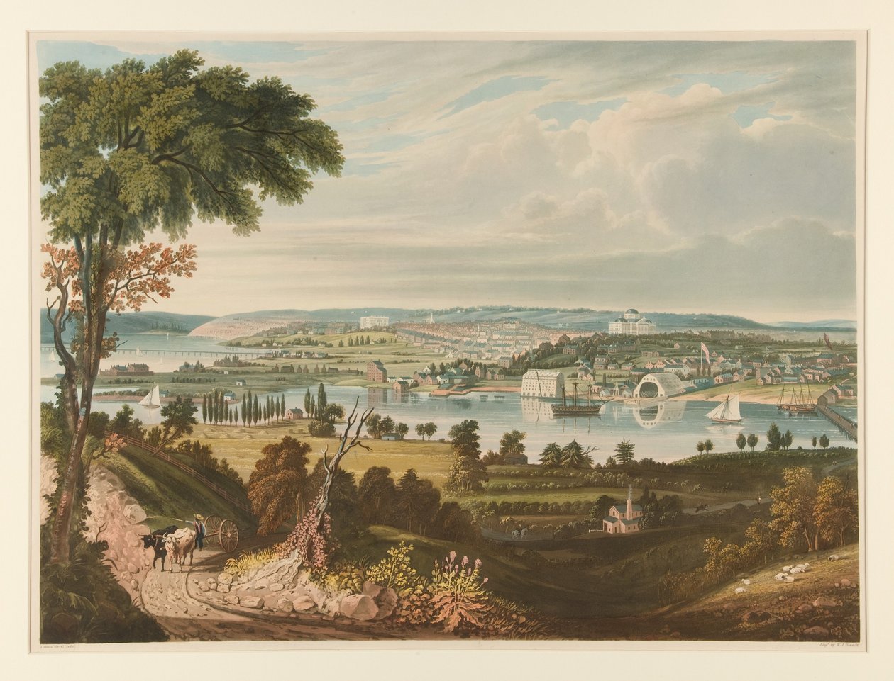 De stad Washington vanaf voorbij de marinewerf door William James Bennett