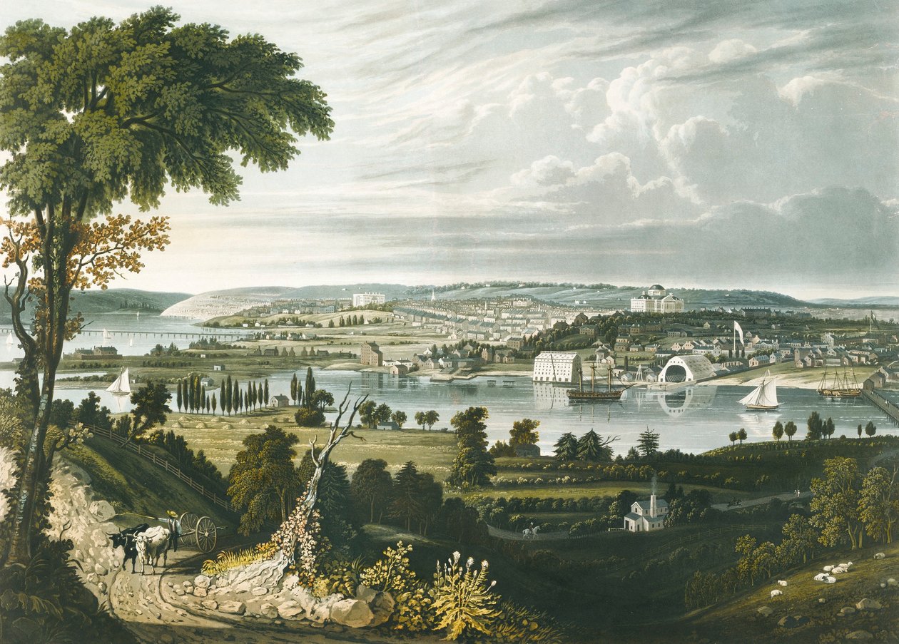 De stad Washington van voorbij de Navy Yard door William James Bennett