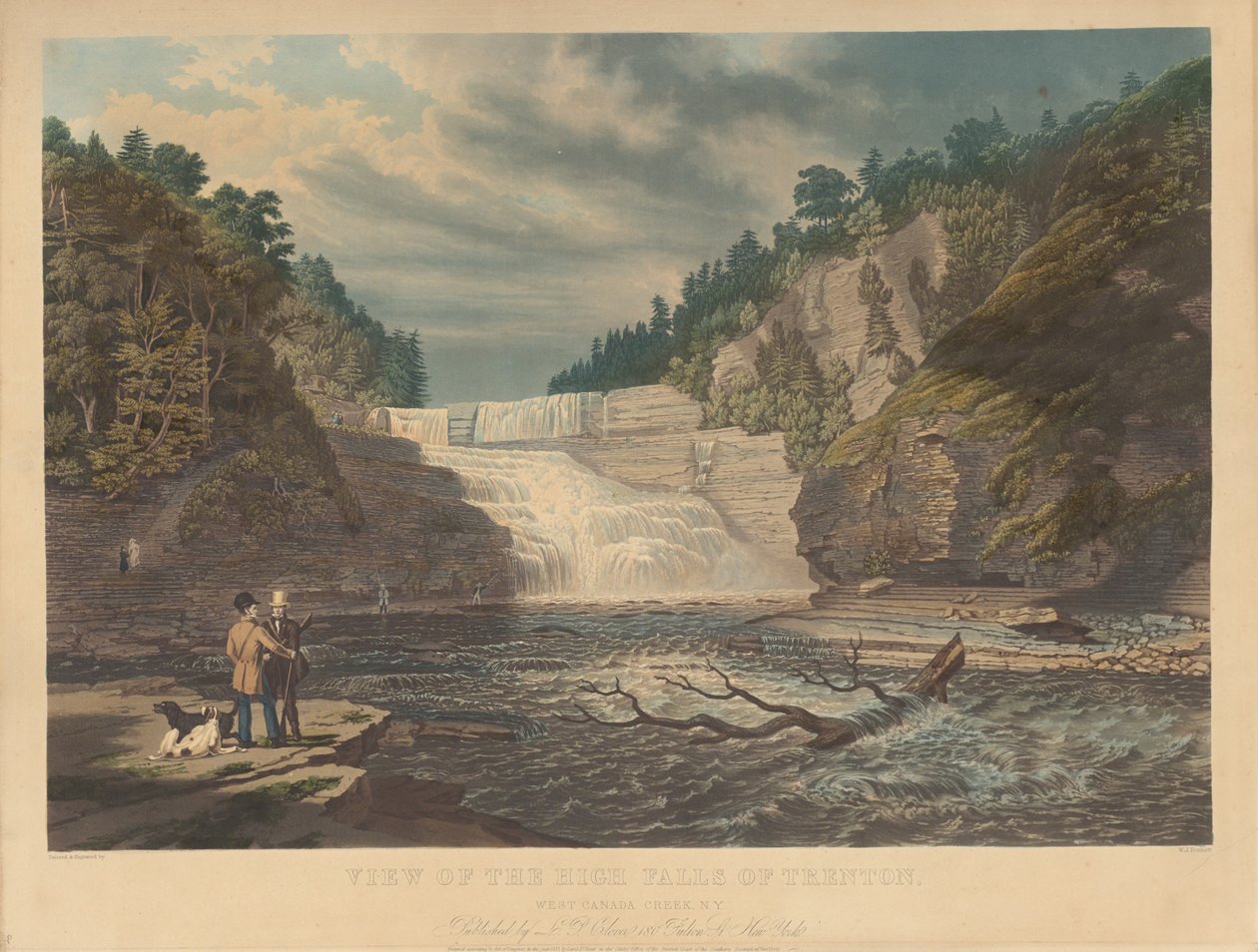 Gezicht op de High Falls van Trenton: West Canada Creek, New York door William James Bennett