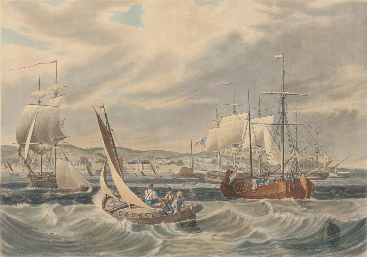 Uitzicht op de quarantaine van New York, Staten Island door William James Bennett