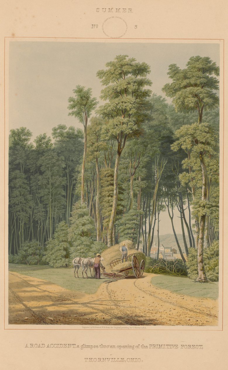 Zomer - Een Verkeersongeval. Een Glimp door een Opening van het Oerbos. Thornville, Ohio door William James Bennett after George Harvey