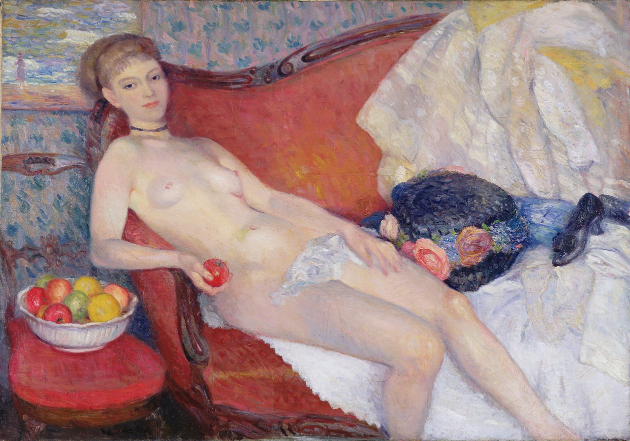 Naakt met appel door William James Glackens