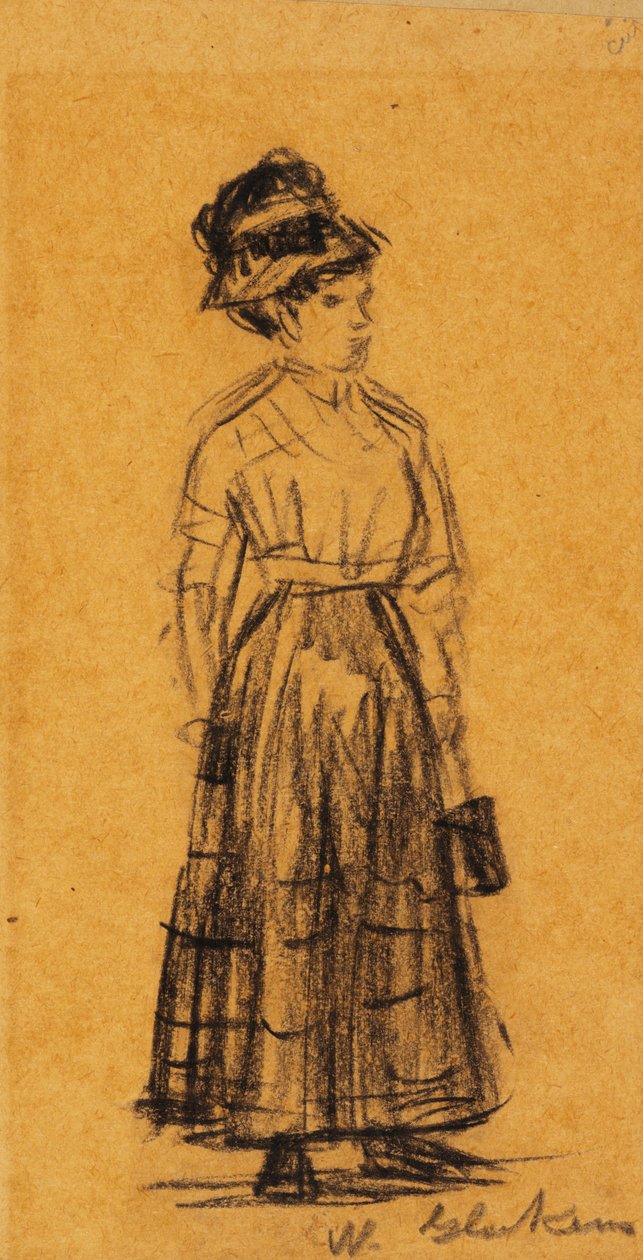 Vrouw met Zwarte Hoed en Zwarte Rok door William James Glackens