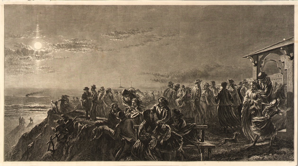 Long Branch bij maanlicht door William James Linton