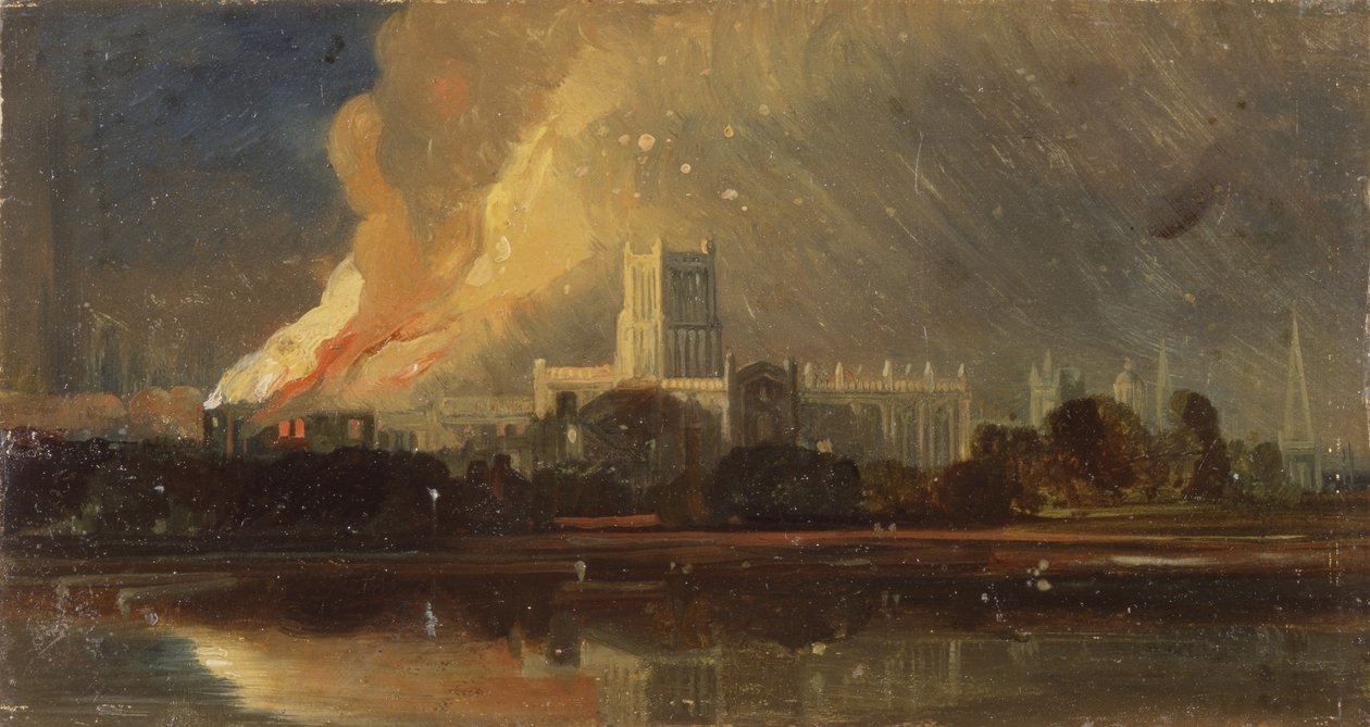 Bristol-rellen: De brand van het bisschoppelijk paleis, c.1831 door William James Muller