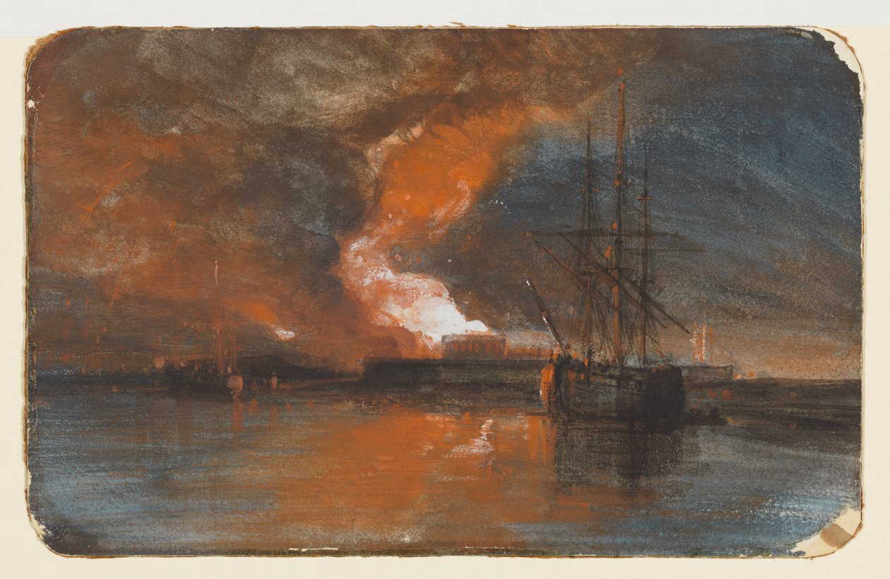 De brand in de nieuwe gevangenis van Bristol door William James Muller